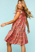 Haptics Ruffled Printed Dress with Side Pockets