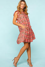 Haptics Ruffled Printed Dress with Side Pockets