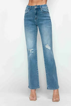 High-Rise Distressed Straight Leg Jeans – Flattering, Vintage & Comfy