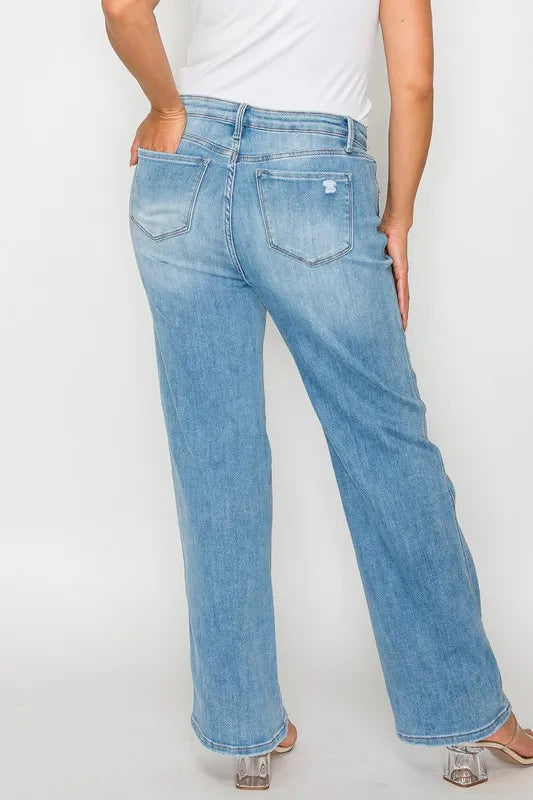High-Rise Distressed Straight Leg Jeans – Flattering, Vintage & Comfy