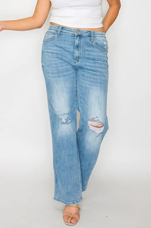 High-Rise Distressed Straight Leg Jeans – Flattering, Vintage & Comfy