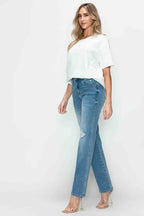 High-Rise Distressed Straight Leg Jeans – Flattering, Vintage & Comfy