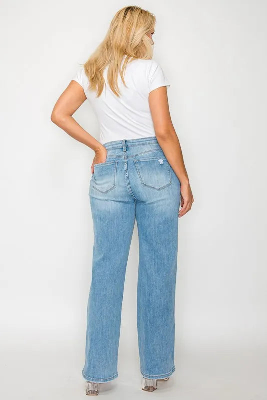 High-Rise Distressed Straight Leg Jeans – Flattering, Vintage & Comfy