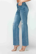 High-Rise Distressed Straight Leg Jeans – Flattering, Vintage & Comfy