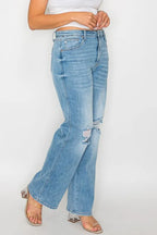 High-Rise Distressed Straight Leg Jeans – Flattering, Vintage & Comfy