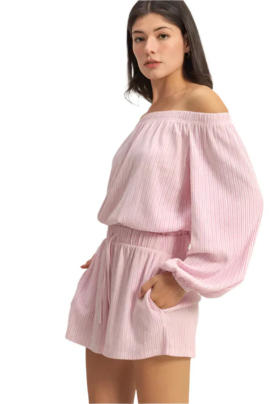 HYFVE Off Shoulder Top and Shorts Set