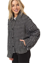 HYFVE Tweed Plaid Button Up Collared Neck Jacket