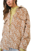 HYFVE Zebra Print Snap Down Long Sleeve Shacket