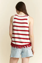 Jade By Jane American Flag Fringe Tank Top