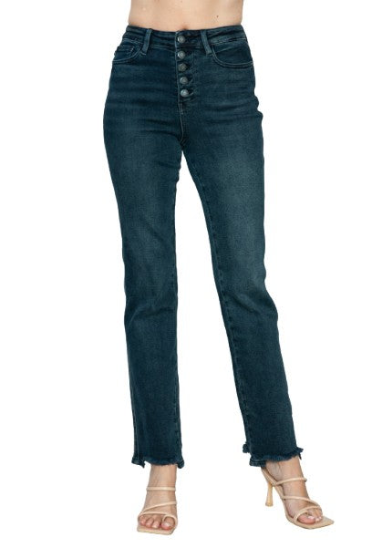 Judy Blue Button Fly Hem Destroy Straight Jeans