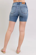 Judy Blue Button Fly Mid Length Denim Shorts