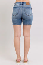 Judy Blue Button Fly Mid Length Denim Shorts