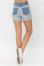 Color Block Denim Shorts