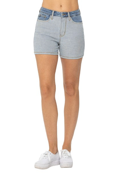 Color Block Denim Shorts