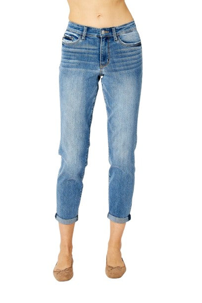 Cuffed Hem Slim Jeans