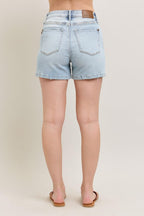 Judy Blue Frayed Hem High Rise Denim Shorts with Pockets