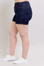 Judy Blue Heart Shaped Pkts & Red Contrast Thread Denim Shorts