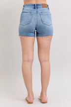 Judy Blue High Waist Denim Shorts with Stitch Over Destroy Detail