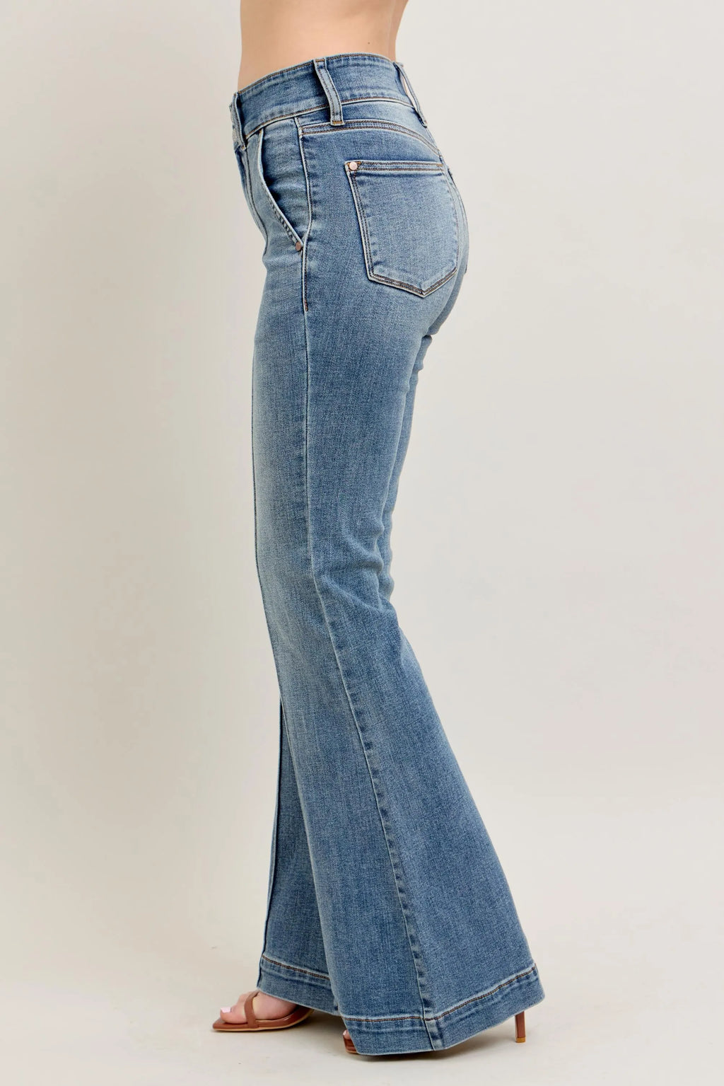 Judy Blue High-Waist Flare Denim Jeans with Front Seam Detail