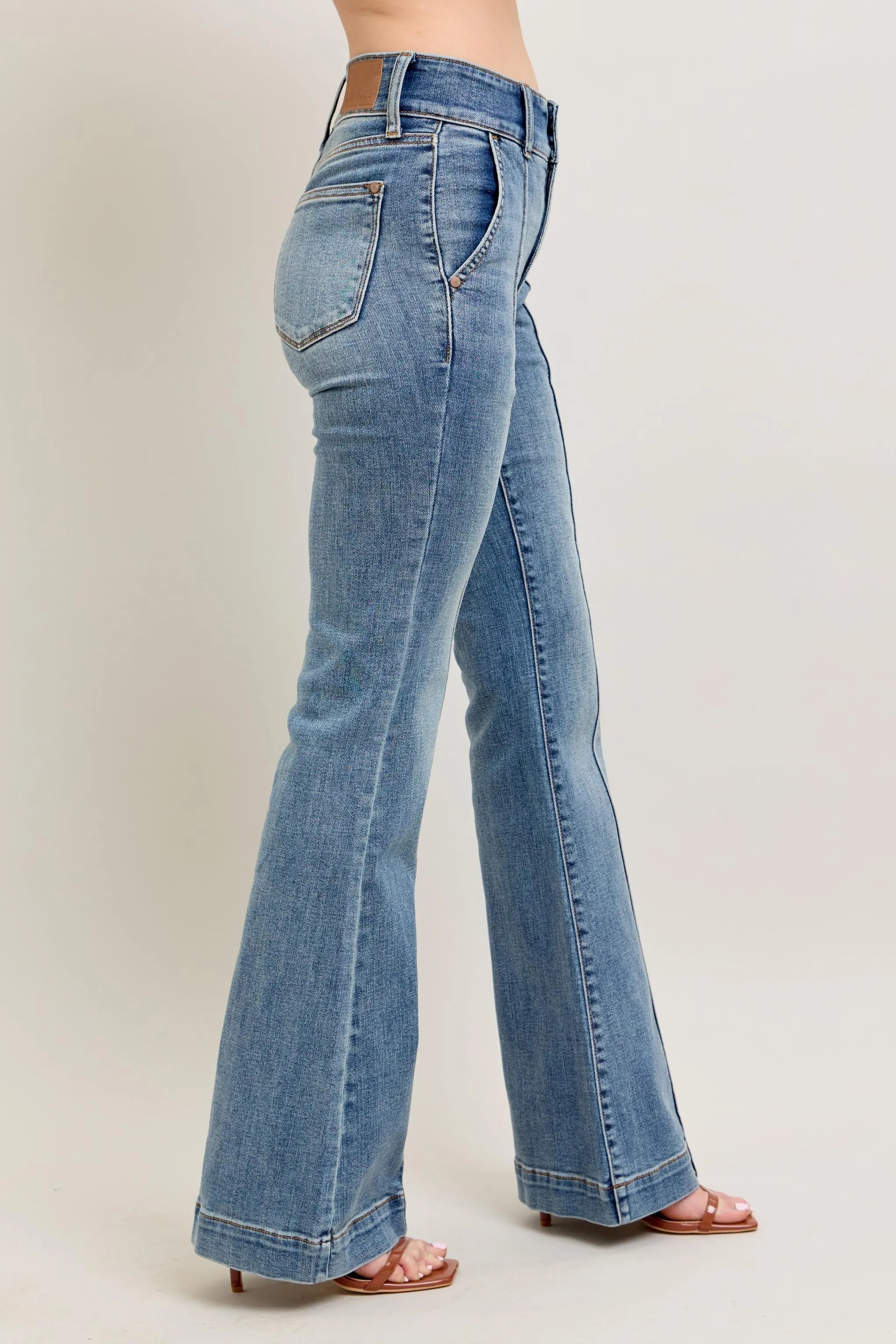 Judy Blue High-Waist Flare Denim Jeans with Front Seam Detail