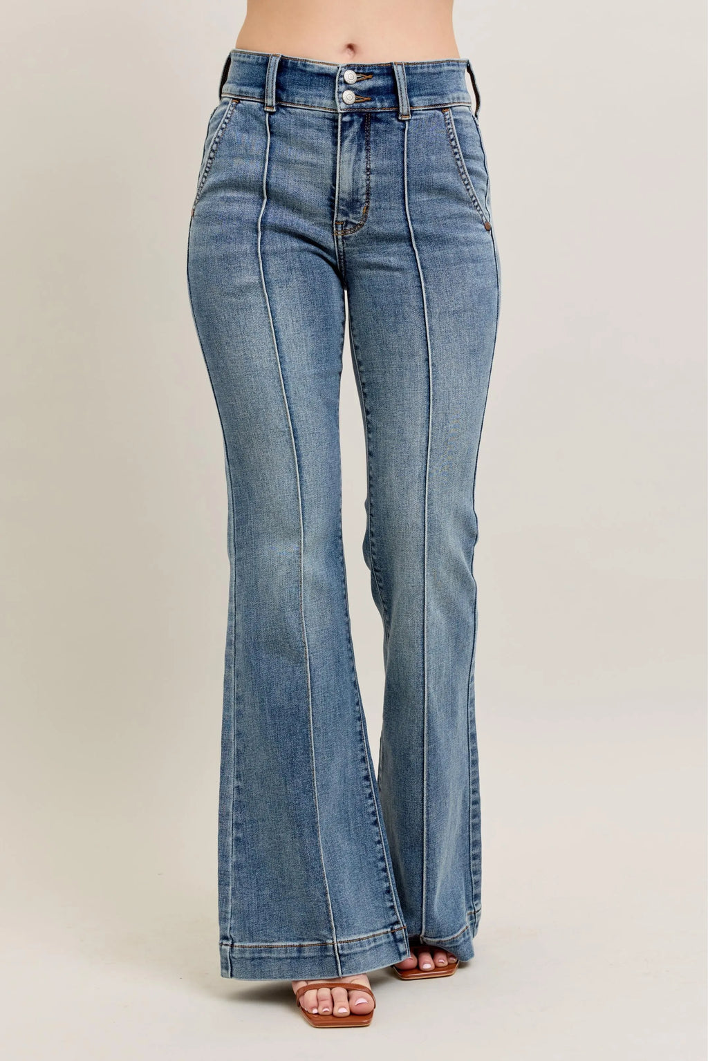 Judy Blue High-Waist Flare Denim Jeans with Front Seam Detail