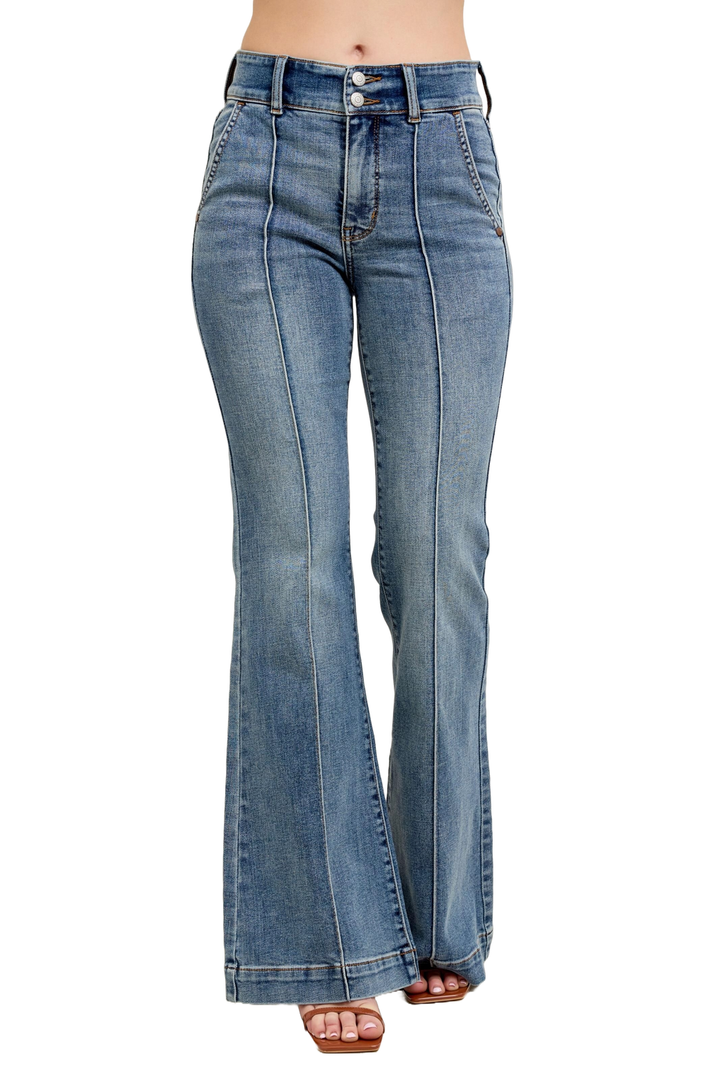 Judy Blue High-Waist Flare Denim Jeans with Front Seam Detail