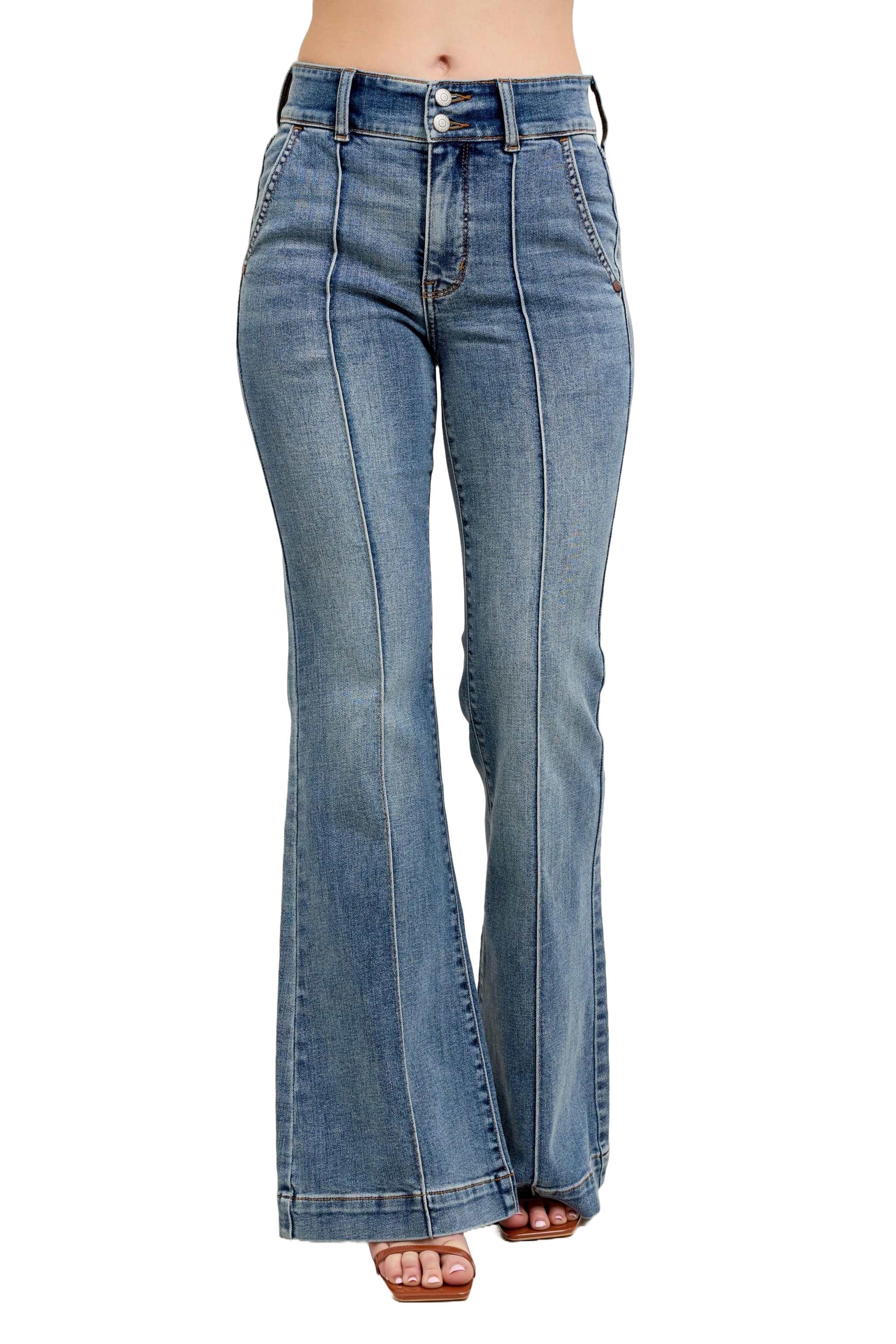 Judy Blue High-Waist Flare Denim Jeans with Front Seam Detail