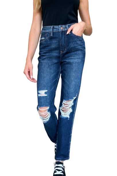 Judy Blue High Waist Rigid Magic Heavy Destroy Straight Jeans