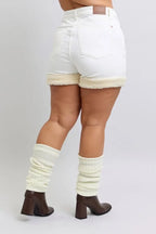 Judy Blue High Waist Shearling Cuff Denim Shorts