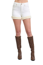 Judy Blue High Waist Shearling Cuff Denim Shorts