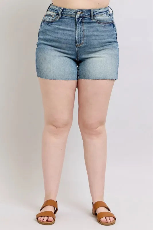 Judy Blue High Waist Star Seam Detail Denim Shorts