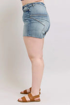 Judy Blue High Waist Star Seam Detail Denim Shorts