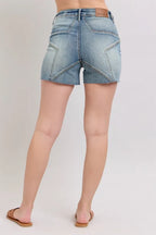 Judy Blue High Waist Star Seam Detail Denim Shorts