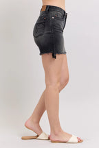 Judy Blue Long Cut Off 2 Button Dad Denim Shorts