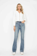 Judy Blue Tummy Control Back Embroidered Pocketed Bootcut Jeans