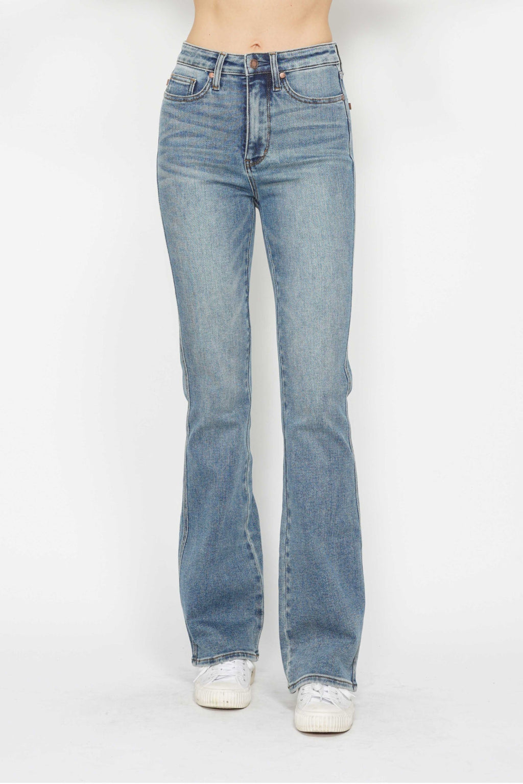Judy Blue Tummy Control Back Embroidered Pocketed Bootcut Jeans