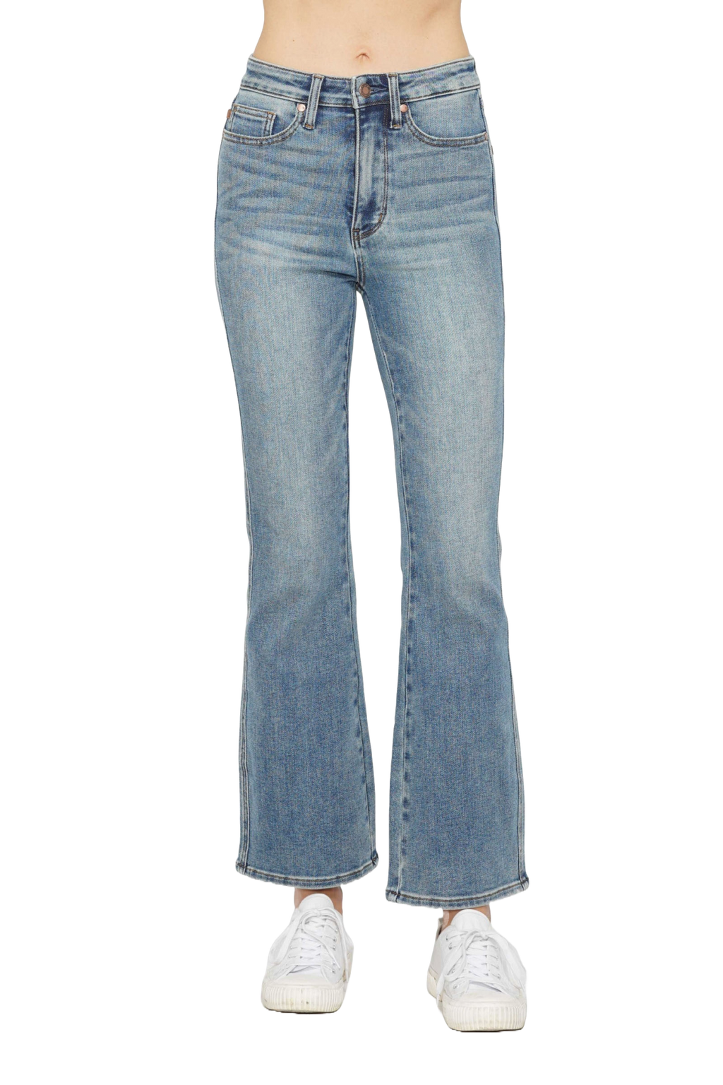 Judy Blue Tummy Control Back Embroidered Pocketed Bootcut Jeans