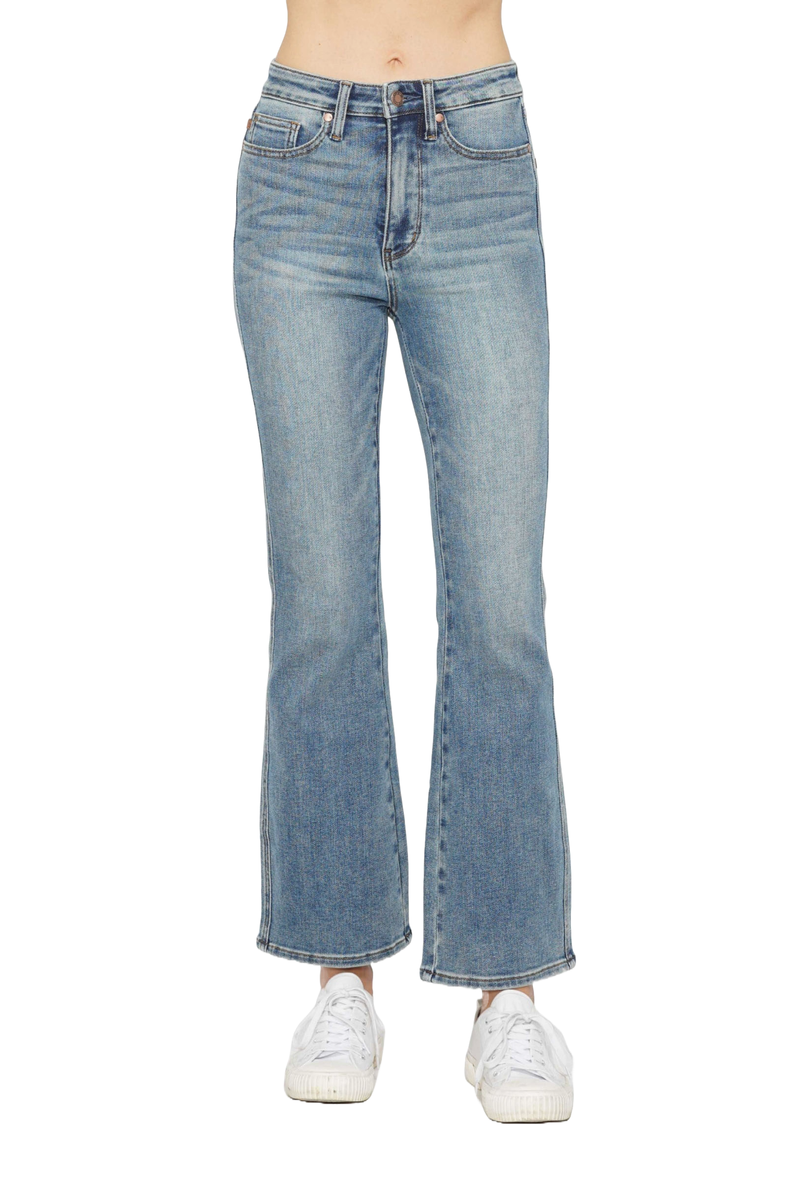 Judy Blue Tummy Control Back Embroidered Pocketed Bootcut Jeans