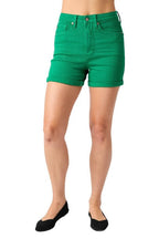 Tummy Control Garment Dyed Denim Shorts