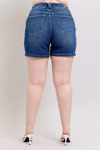 Judy Blue Women's Double Button Waistband Denim Shorts Plus Size
