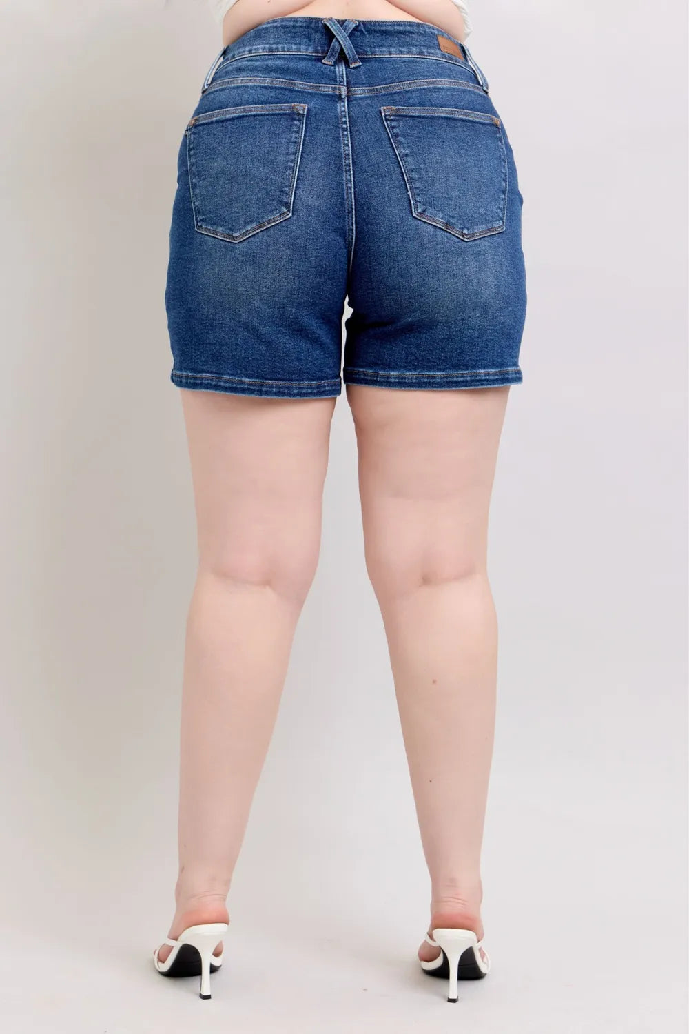 Judy Blue Women's Double Button Waistband Denim Shorts Plus Size
