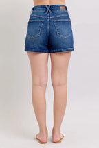 Judy Blue Women's Double Button Waistband Denim Shorts Plus Size