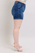 Judy Blue Women's Double Button Waistband Denim Shorts Plus Size