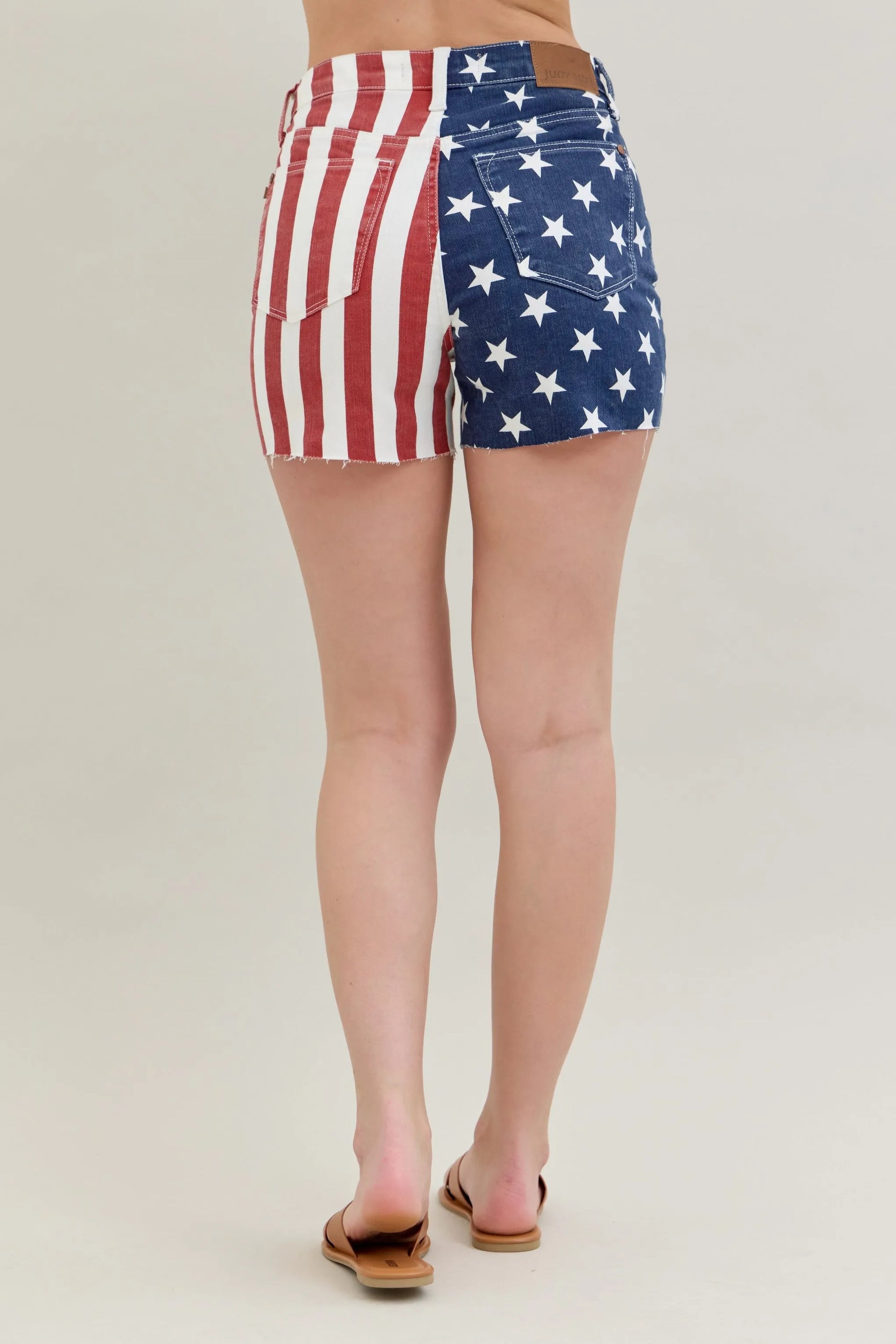 Judy Blue Women's High Waist Americana Flag Fray Hem Shorts Plus Size