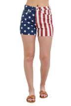 Judy Blue Women's High Waist Americana Flag Fray Hem Shorts Plus Size