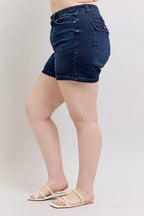 Judy Blue Women's High Waist Back Flap Pocket Denim Shorts Plus Size