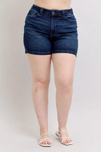 Judy Blue Women's High Waist Back Flap Pocket Denim Shorts Plus Size