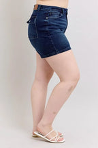 Judy Blue Women's High Waist Back Flap Pocket Denim Shorts Plus Size