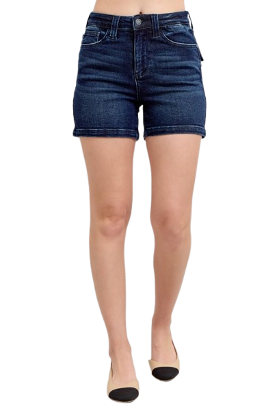 Judy Blue Women's High Waist Back Flap Pocket Denim Shorts Plus Size