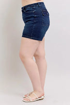 Judy Blue Women's High Waist Back Flap Pocket Denim Shorts Plus Size